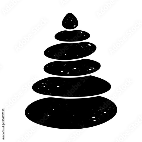 Simple illustration of a stacked pebble cairn art silhouette