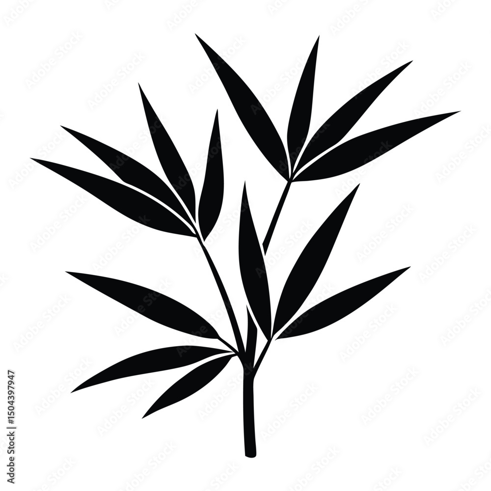 Obraz premium Elegant Black Bamboo Leaves Silhouette Nature Art Print