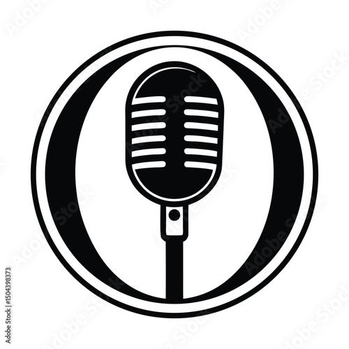 Retro Microphone Icon Vintage Mic Design for Podcast, Music, Radio