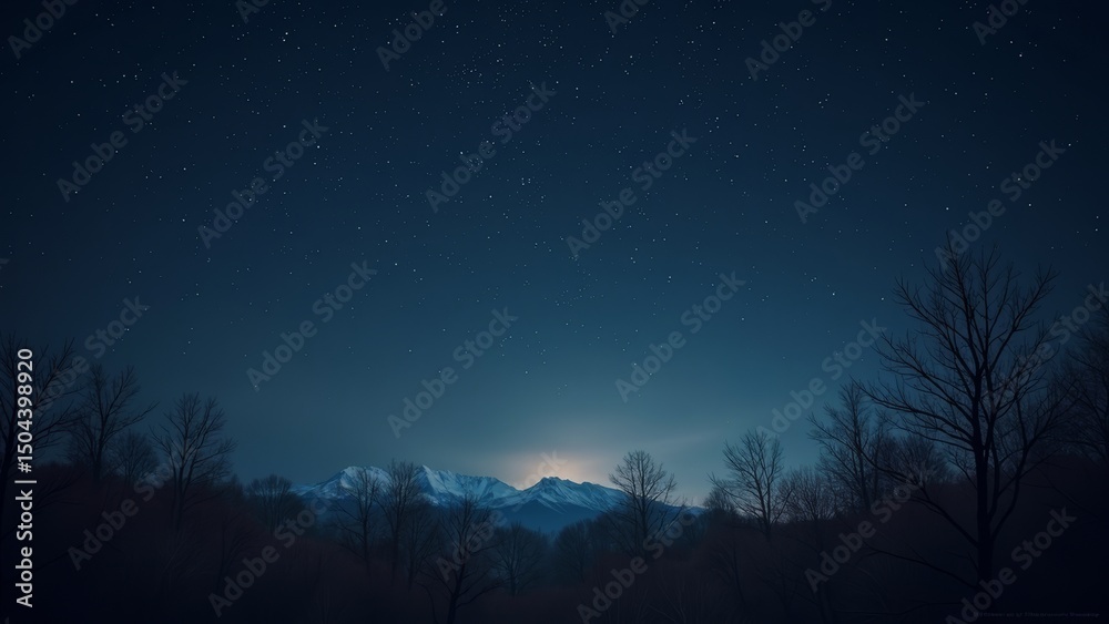 Fototapeta premium Outdoor image of trees on a moonlit night