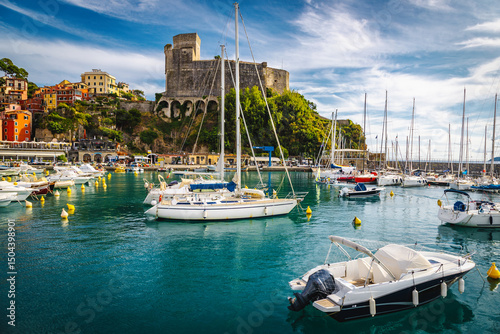 Sailing boats and motor boats in the marina of Lerici