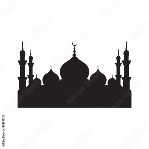 Mosque Logo Design Vector, Mosque Silhouette Design