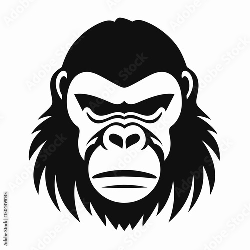 Gorilla ape monkey animal mammal primate wildlife zoo nature black silhouette face head vector art
