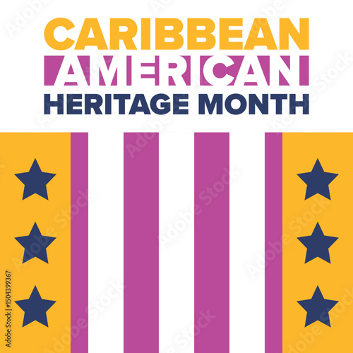 Caribbean American Heritage Month in June. Culture Month to the people of America. Celebrate annual with festival. Happy holiday. Poster, card, banner and background. Vector illustration