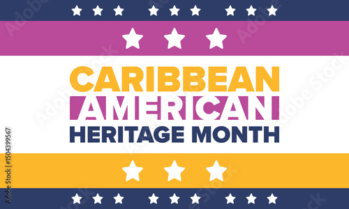 Caribbean American Heritage Month in June. Culture Month to the people of America. Celebrate annual with festival. Happy holiday. Poster, card, banner and background. Vector illustration