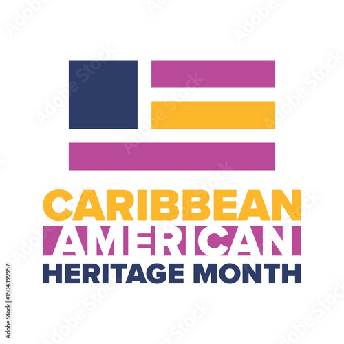 Caribbean American Heritage Month in June. Culture Month to the people of America. Celebrate annual with festival. Happy holiday. Poster, card, banner and background. Vector illustration