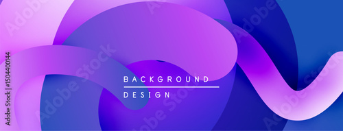 Abstract fluid shapes, vibrant purple hues blend into deep blues. Modern design evokes movement, energy, visual appeal.