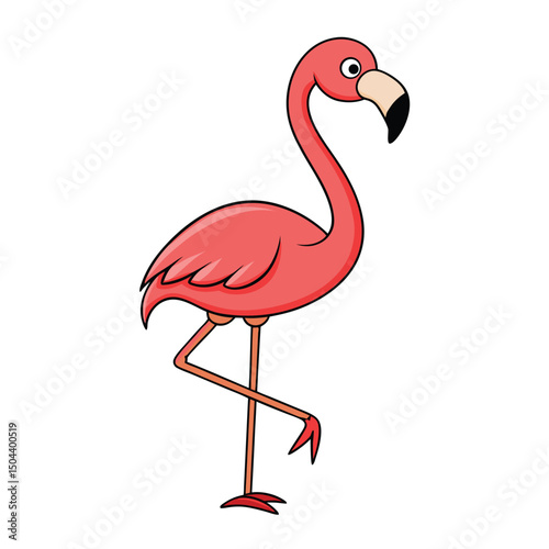 Cute Pink Flamingo Cartoon Illustration
