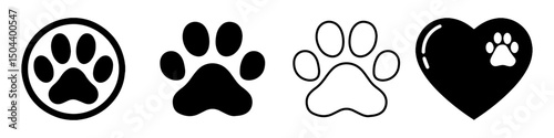 Free Download Paw footprint icon.  Paw Print Heart. Animal footprint vector illustration. - GFXLoad