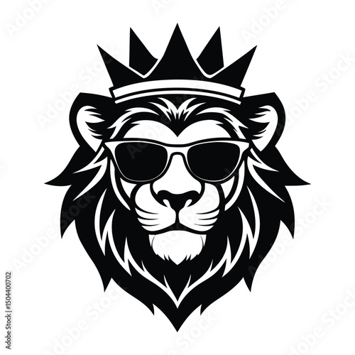 Cool Lion King Majestic Lion in Sunglasses and Crown