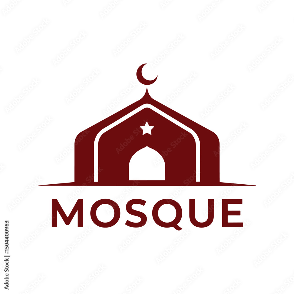Obraz premium Mosque Logo Design Vector, Mosque Silhouette Design