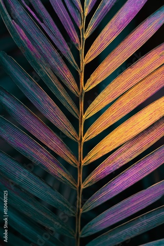 Colorful Leaf Patterns Displayed on a Dark Background Create a Vibrant Natura...