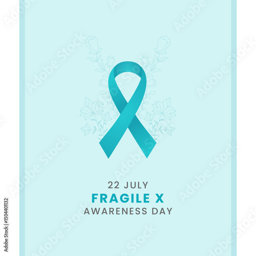 Fragile X awareness Day background design with Teal silk ribbon.