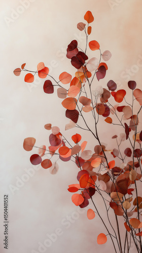 Colorful autumn leaves arrangement in a stylish interior setting