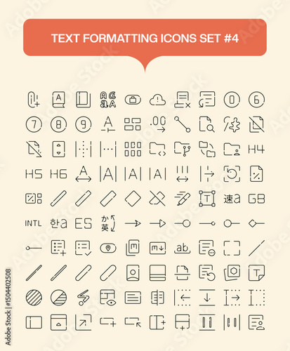 Text Formatting Outline Icons Set – Minimalist Vector Line Icons for Typography, Editing, and UI Design