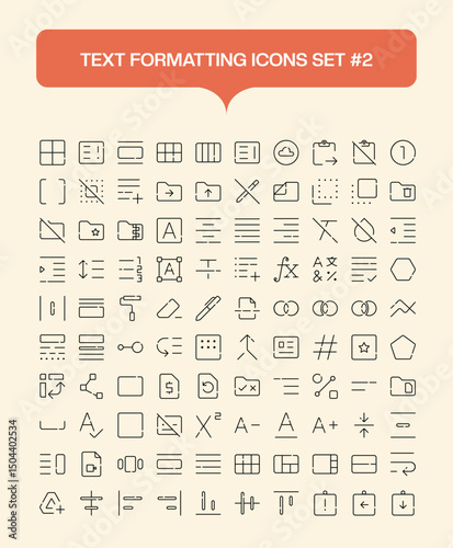 Text Formatting Outline Icons Set – Minimalist Vector Line Icons for Typography, Editing, and UI Design