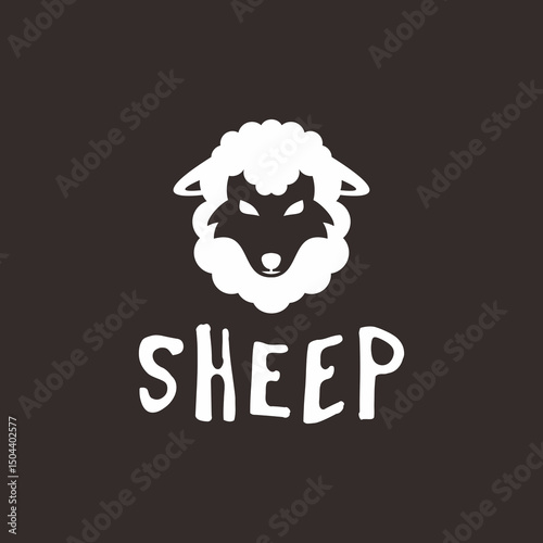 Dark Theme Stylized Wolf Disguised as Sheep Head Concept Illustration