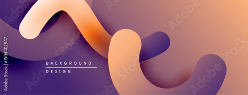 Abstract fluid shapes, gradient colors, purple orange tones. Modern design element for backgrounds, presentations. Smooth curves create dynamic composition.