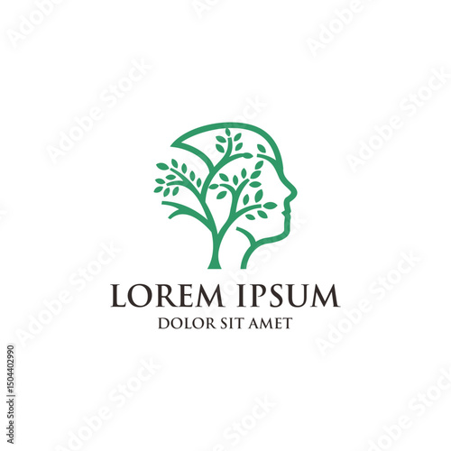 Elegant Line Art Head Tree Concept Creative Idea Logo Design