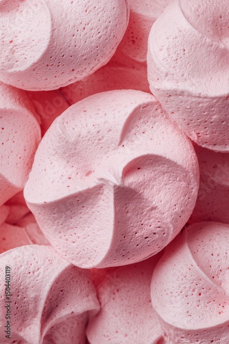 Delicate Pink Meringue Swirls Arranged Together in a Vibrant Display