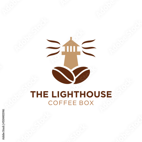 Modern Minimalist Lighthouse Coffee Bean Logo Design Concept for Branding