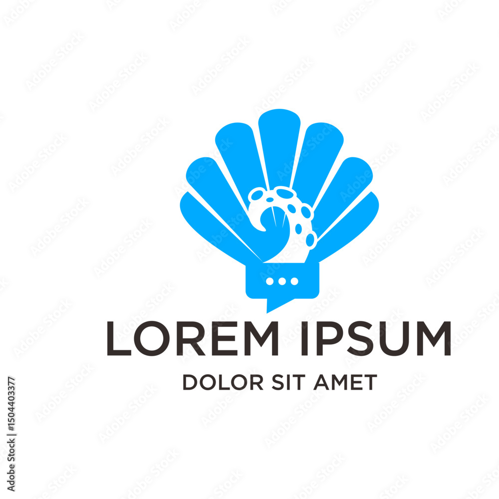 Fototapeta premium Minimalist Sea Shell Message Bubble Combination Logo Icon Design