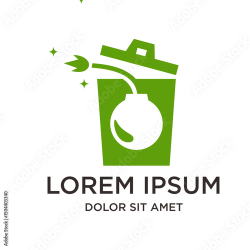 Minimalist Flat Illustration Trashcan Bomb Threat Security Danger Icon Symbol