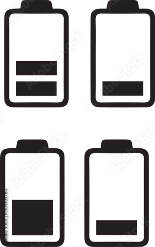 Battery Icons: A set of battery level icons illustrates the progressive depletion of energy, simple yet functional, perfect for digital interfaces.