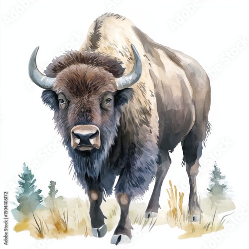 Belovezhskaya Pushcha National Park. Belovezhskaya Pushcha National Park hand drawn watercolor illustration photo
