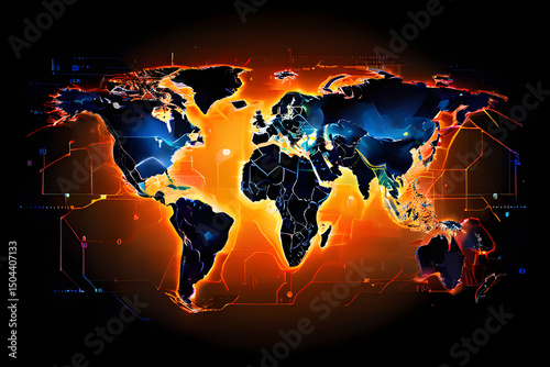 world map with red background
