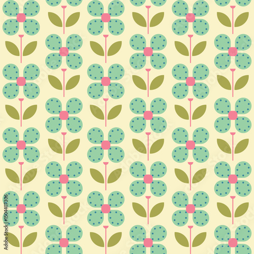 Modern Flowers illustrations. Geometric, flat style design, folk motif, bright and colorful flowers. Prints, posters, cards. Vector illustrations