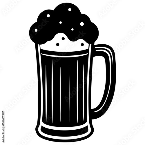Beer graphic icon designed for scalable use in party flyers, posters, merchandise, and drink packaging. Clean vector style included.