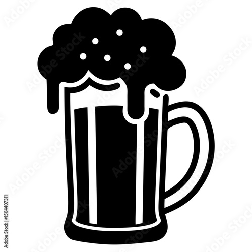 Beer mug line art vector with simple black silhouette for logos, menus, t-shirts, and bar-themed illustrations. Ready for instant download and use.

