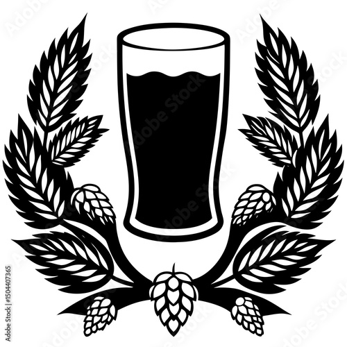 Beer glass silhouette vector, perfect for Oktoberfest invitations, signage, party flyers, and craft brewery promotions. Print-ready and easy to edit.