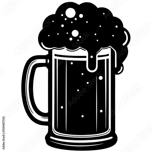 Beer mug silhouette vector perfect for pub menus, Oktoberfest flyers, bar signs, and drink labels. Fully scalable and print-ready for digital or commercial use.