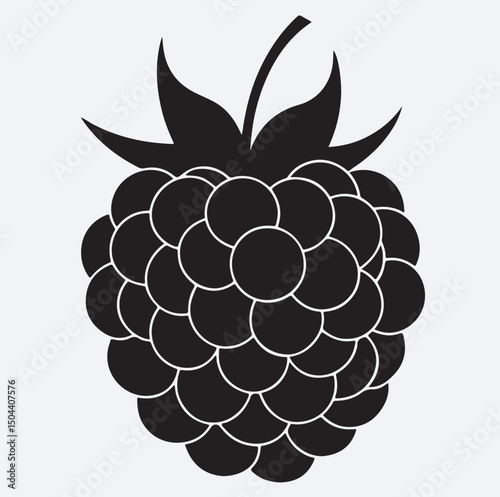 black berry silhouette vector art illustration, vector illustration of grapes with leaves
