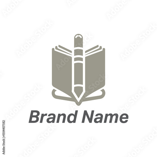 Travel business logo design with a briefcase icon and luggage illustration symbol. Education logo with pen and book combination.