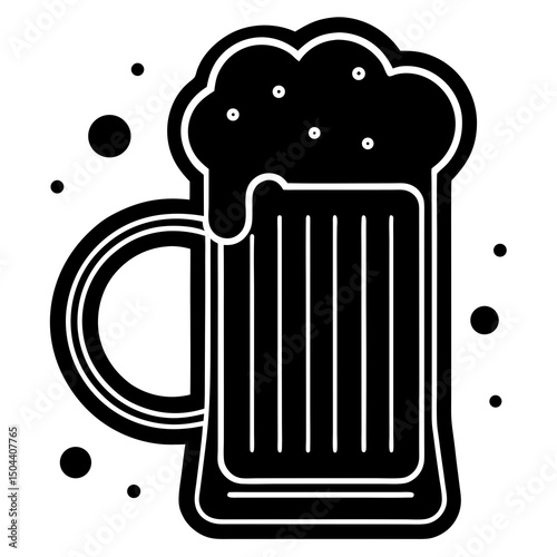 Black beer icon silhouette vector perfect for menus, bar signs, print-on-demand products, and more. Clean, minimalist style for versatile use.