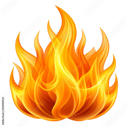  Dynamic Realistic Burning Flame with Soft Glow, transparent PNG background