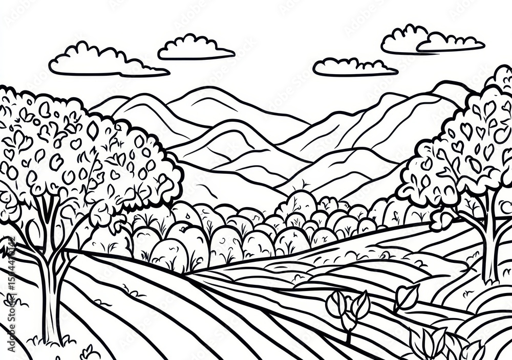 Paesaggio collinare monocromatico a tratti Paesaggio collinare monocromatico a tratti