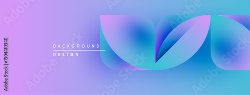 Abstract fluid shapes blend purple, blue hues. Gradient background suggests modern design, dynamic movement. Minimal text present.