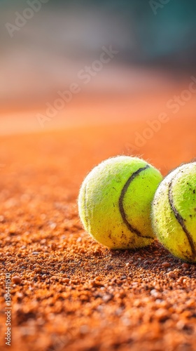 Tennis Balls Resting on Clay Court During Sunset