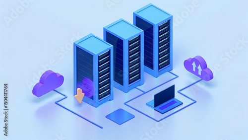 Mastering the Essentials of 3D Cloud Server and Data Management Icon Design for Innovative Technology and Storage Solutions