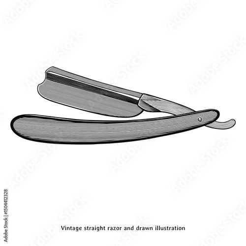 Vintage Straight Razor Vector Illustration – Classic Barber Shaving Knife
