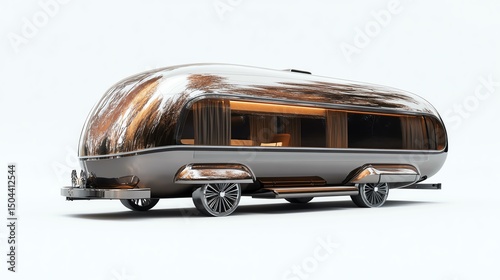A modern caravan with a sleek design and luxurious interiors, perfect for travel enthusiasts seeking comfort and style on the road, showcasing innovation and elegance.