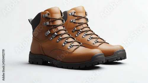 Stylish brown hiking boots designed for adventure and outdoor activities. Durable construction ensures comfort and support while exploring nature or embarking on mountain trails.