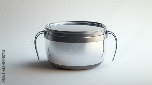 A sleek, modern glass container with metal handles, perfect for storing food items or kitchen essentials