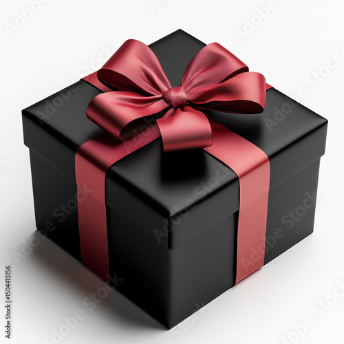 Black Gift Box with Red Ribbon