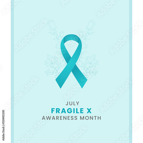 Fragile X awareness Month background design with Teal silk ribbon.