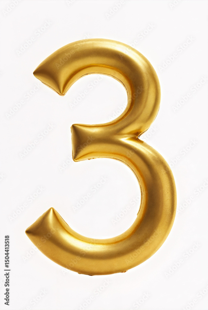 A shiny 3D golden number 3 A shiny 3D golden number 3
